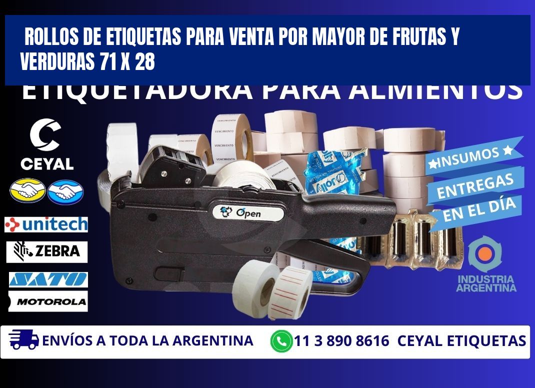 ROLLOS DE ETIQUETAS PARA VENTA POR MAYOR DE FRUTAS Y VERDURAS 71 x 28