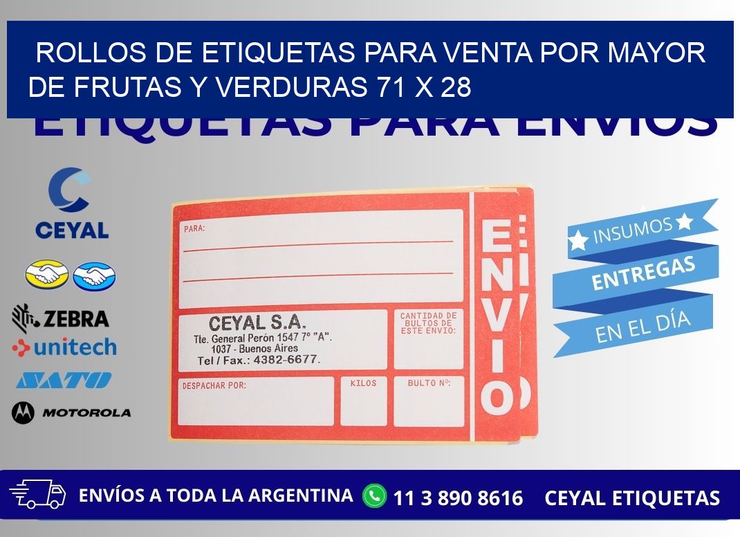 ROLLOS DE ETIQUETAS PARA VENTA POR MAYOR DE FRUTAS Y VERDURAS 71 x 28