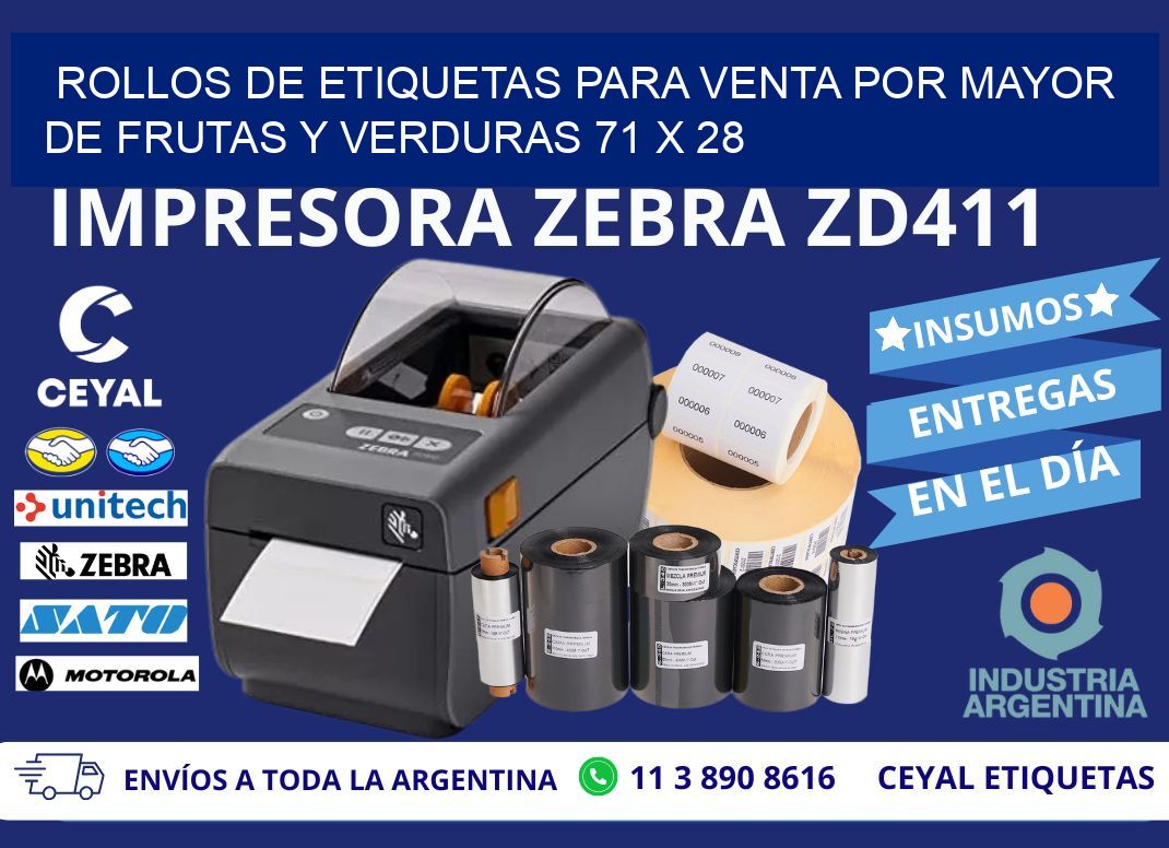 ROLLOS DE ETIQUETAS PARA VENTA POR MAYOR DE FRUTAS Y VERDURAS 71 x 28