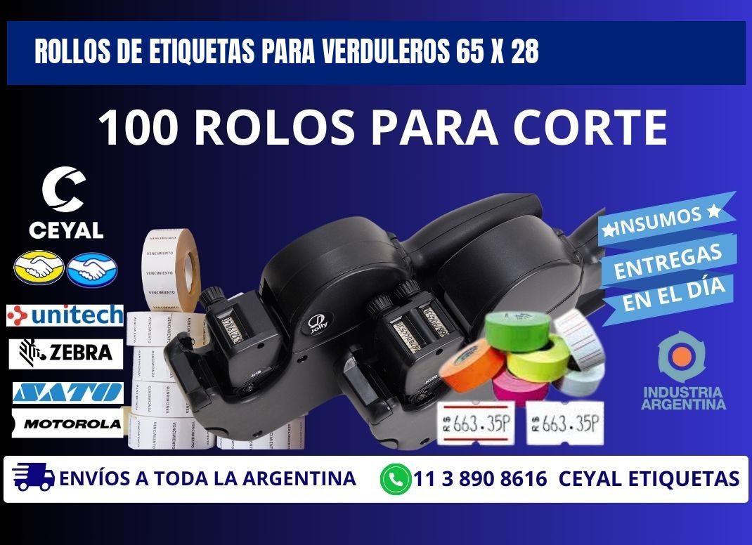 ROLLOS DE ETIQUETAS PARA VERDULEROS 65 x 28