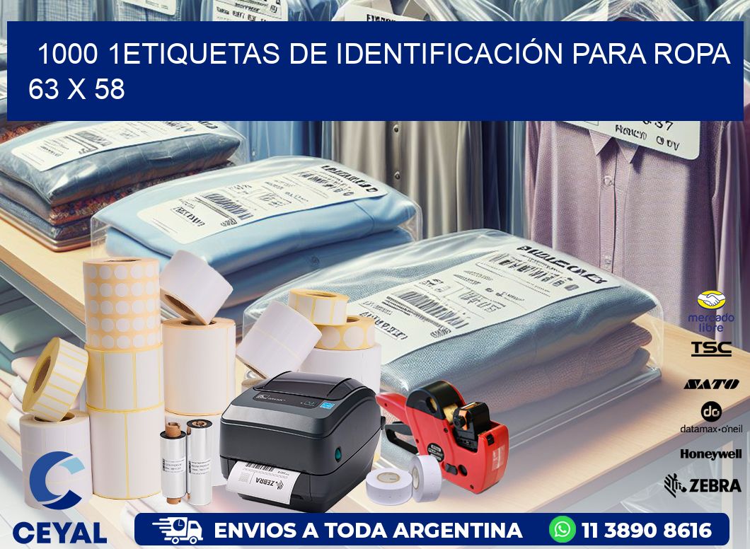 1000 1ETIQUETAS DE IDENTIFICACIÓN PARA ROPA 63 x 58