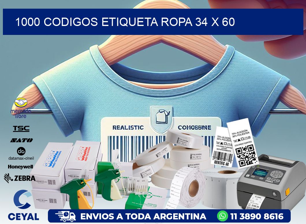 1000 CODIGOS ETIQUETA ROPA 34 x 60