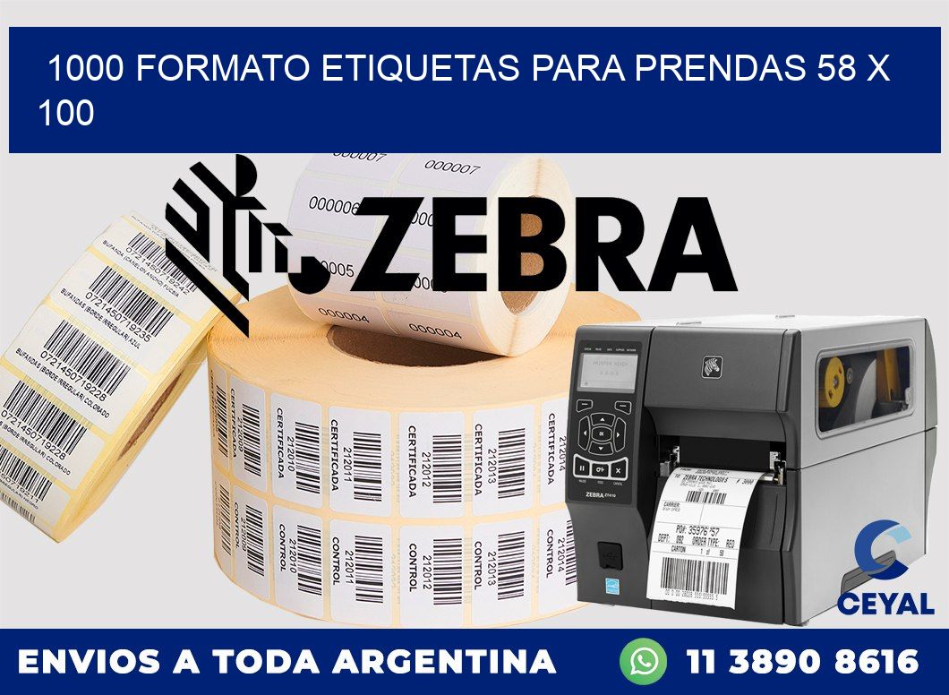 1000 FORMATO ETIQUETAS PARA PRENDAS 58 x 100