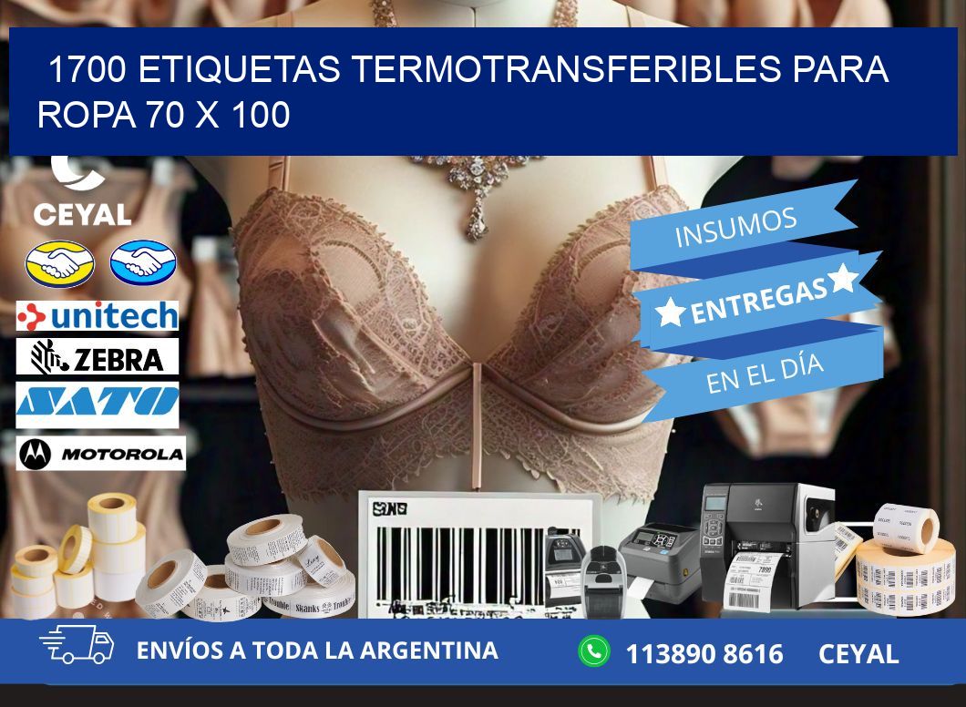 1700 ETIQUETAS TERMOTRANSFERIBLES PARA ROPA 70 x 100