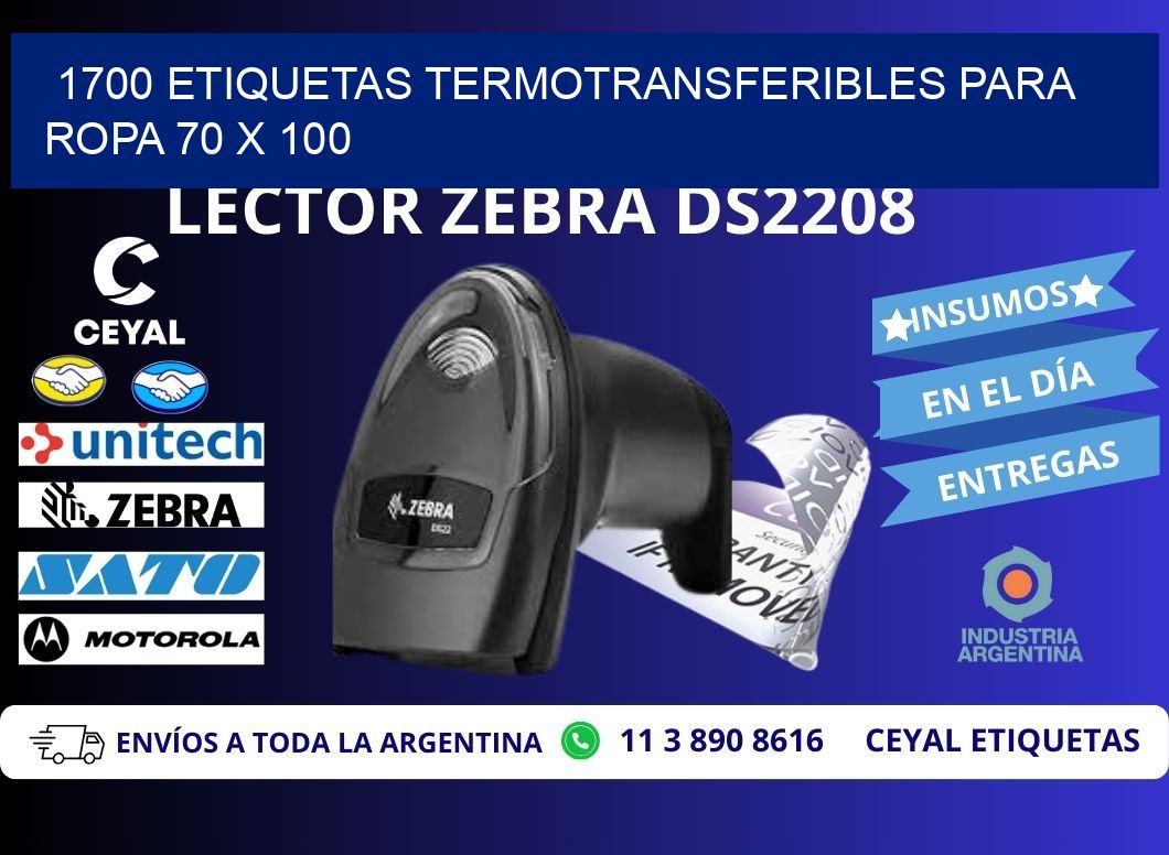 1700 ETIQUETAS TERMOTRANSFERIBLES PARA ROPA 70 x 100