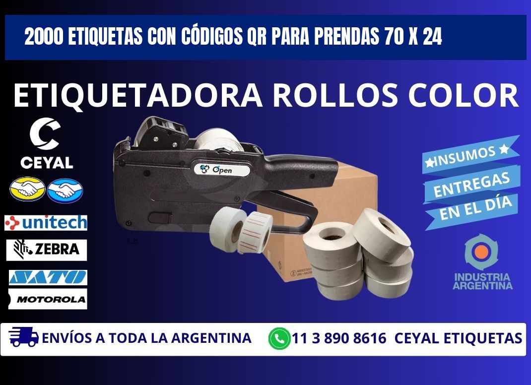 2000 ETIQUETAS CON CÓDIGOS QR PARA PRENDAS 70 x 24