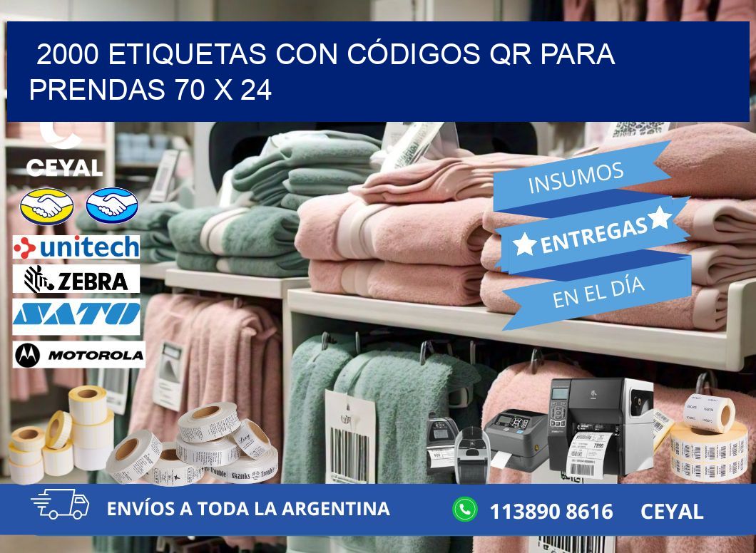 2000 ETIQUETAS CON CÓDIGOS QR PARA PRENDAS 70 x 24