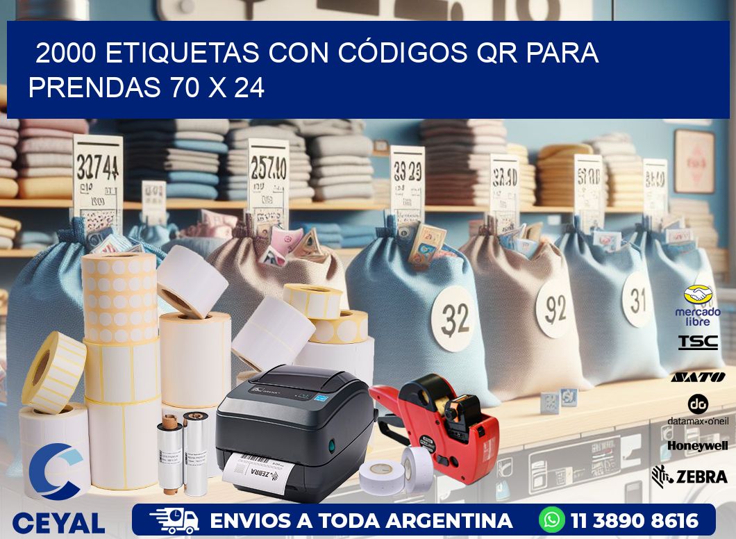 2000 ETIQUETAS CON CÓDIGOS QR PARA PRENDAS 70 x 24