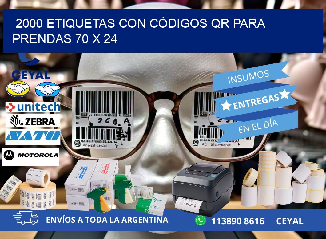 2000 ETIQUETAS CON CÓDIGOS QR PARA PRENDAS 70 x 24