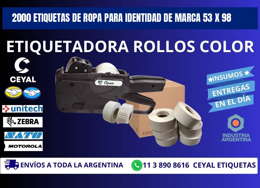 2000 ETIQUETAS DE ROPA PARA IDENTIDAD DE MARCA 53 x 98
