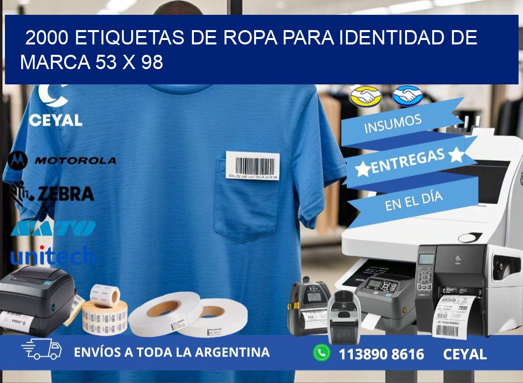 2000 ETIQUETAS DE ROPA PARA IDENTIDAD DE MARCA 53 x 98