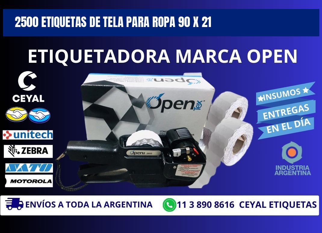 2500 ETIQUETAS DE TELA PARA ROPA 90 x 21