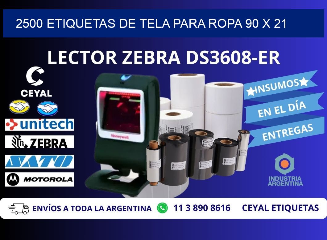 2500 ETIQUETAS DE TELA PARA ROPA 90 x 21