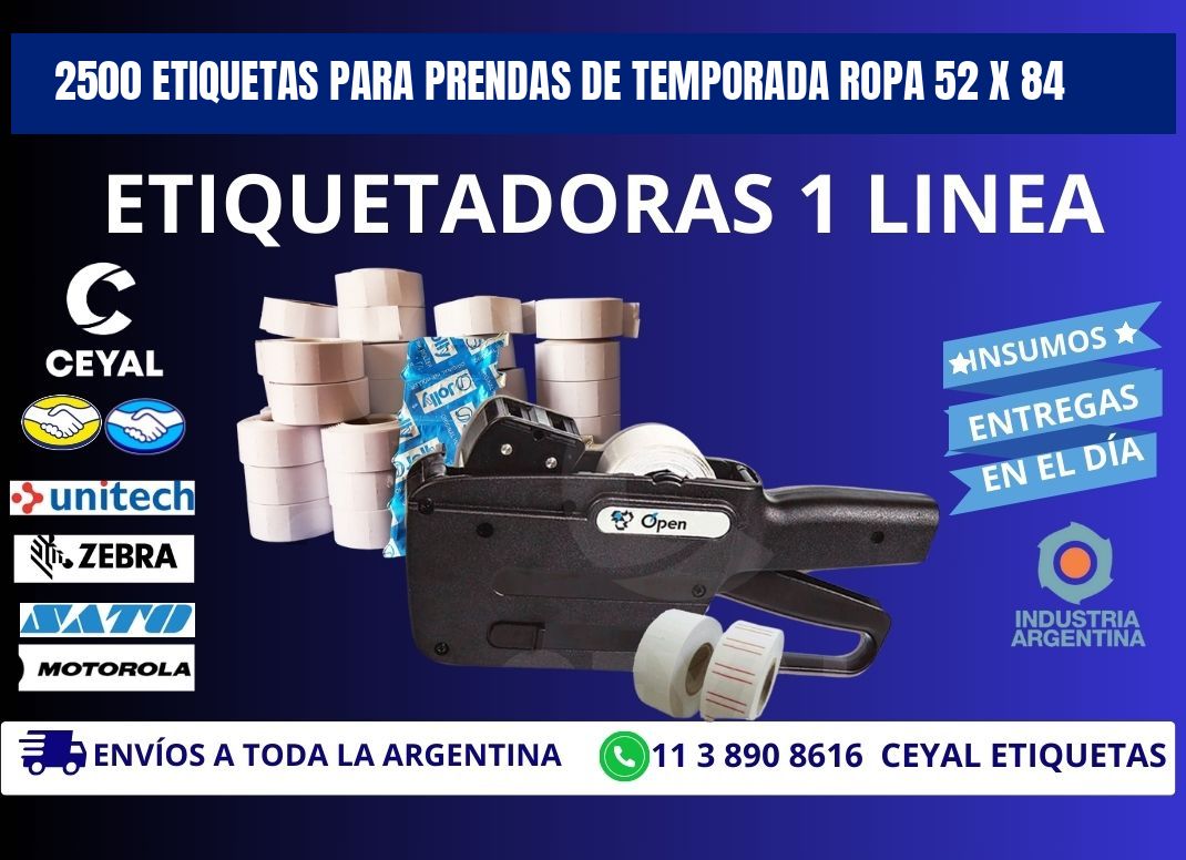 2500 ETIQUETAS PARA PRENDAS DE TEMPORADA ROPA 52 x 84