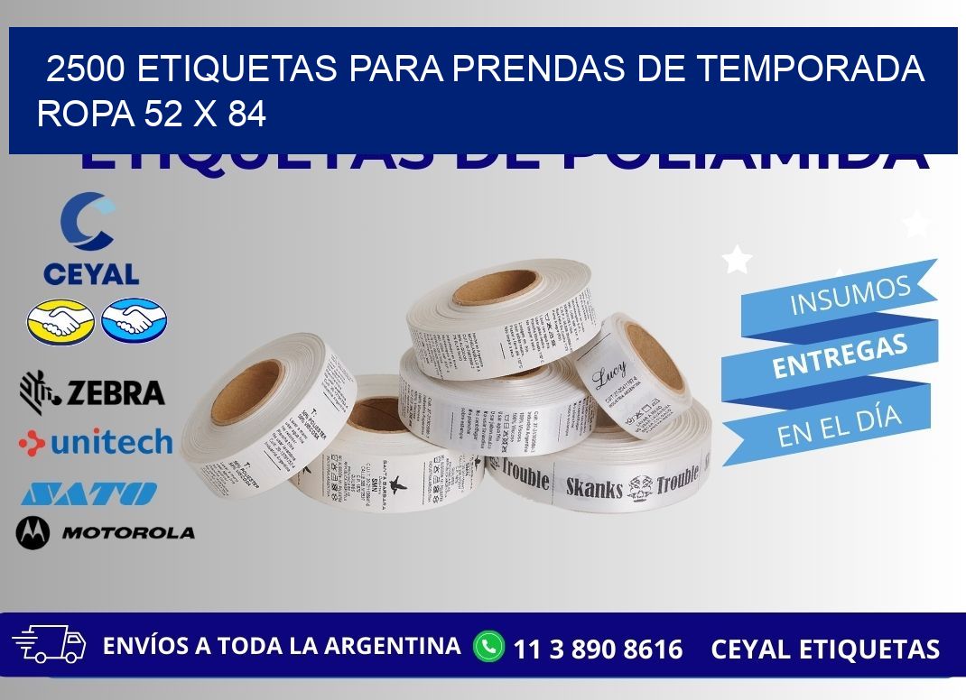 2500 ETIQUETAS PARA PRENDAS DE TEMPORADA ROPA 52 x 84