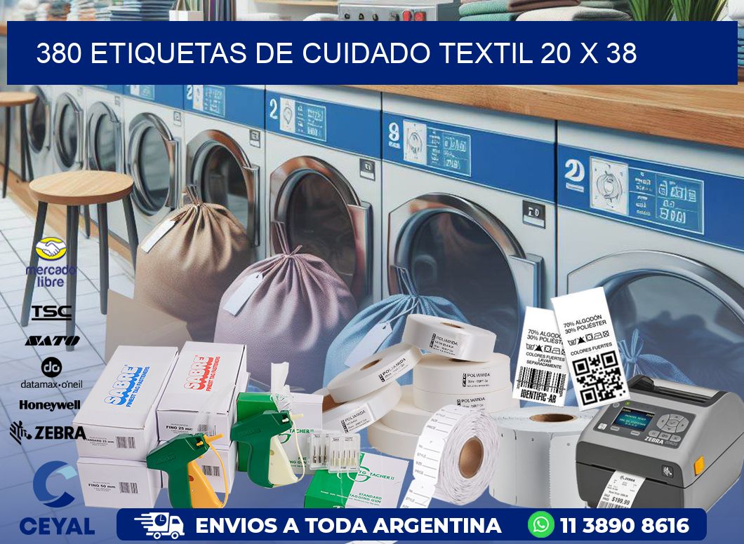 380 ETIQUETAS DE CUIDADO TEXTIL 20 x 38