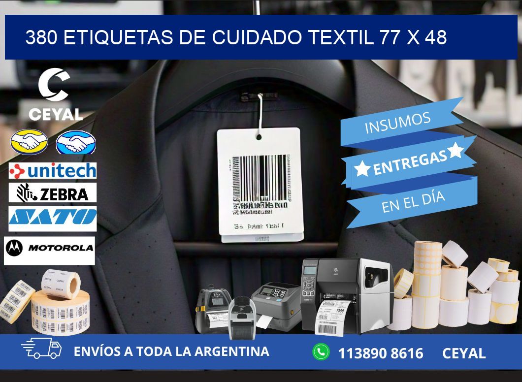 380 ETIQUETAS DE CUIDADO TEXTIL 77 x 48