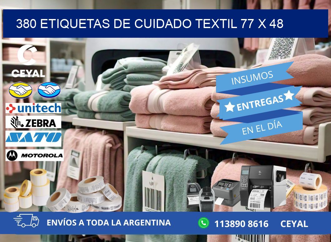 380 ETIQUETAS DE CUIDADO TEXTIL 77 x 48