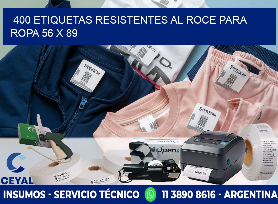 400 ETIQUETAS RESISTENTES AL ROCE PARA ROPA 56 x 89