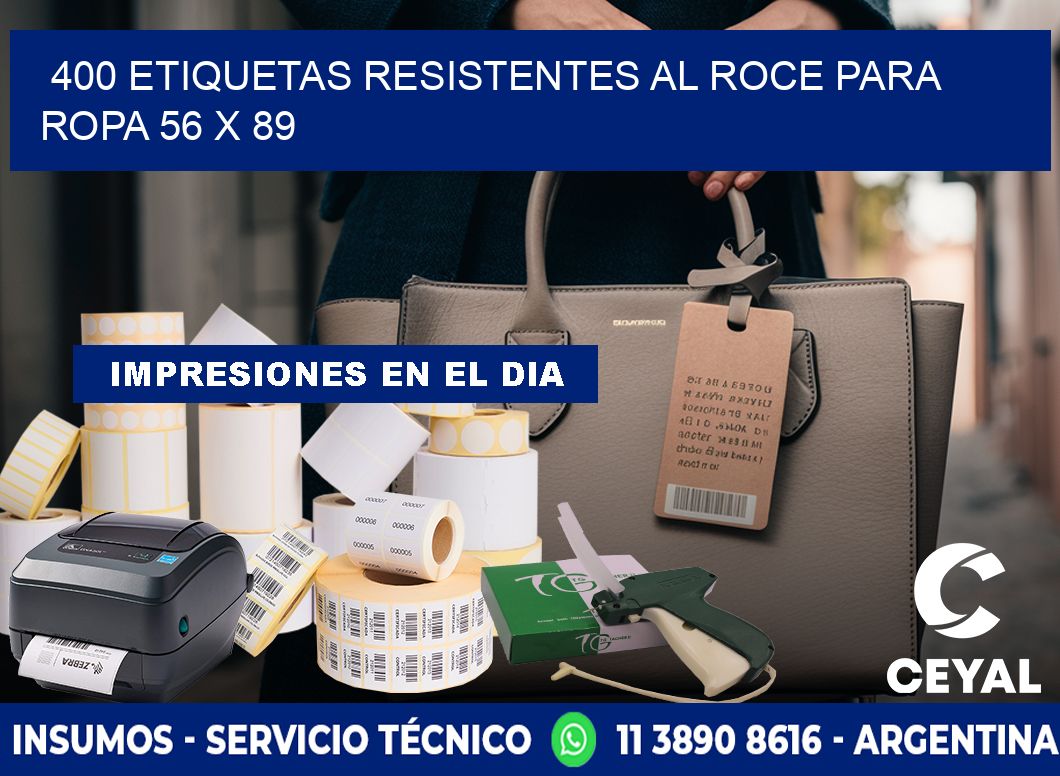 400 ETIQUETAS RESISTENTES AL ROCE PARA ROPA 56 x 89