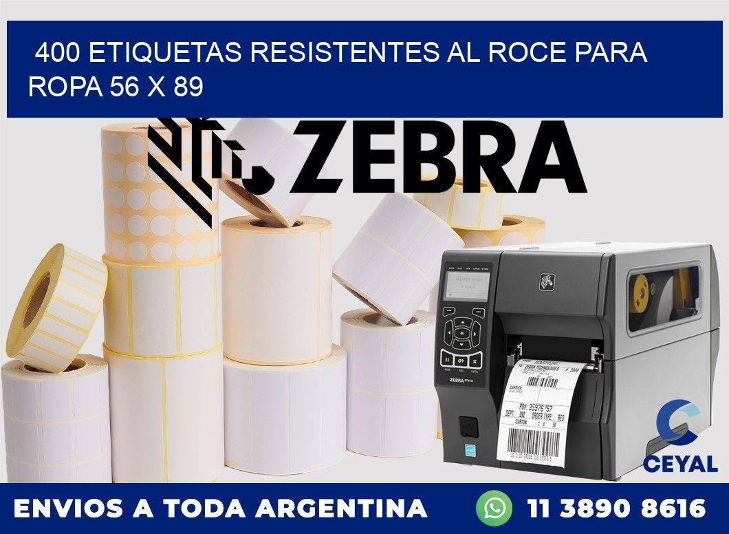 400 ETIQUETAS RESISTENTES AL ROCE PARA ROPA 56 x 89