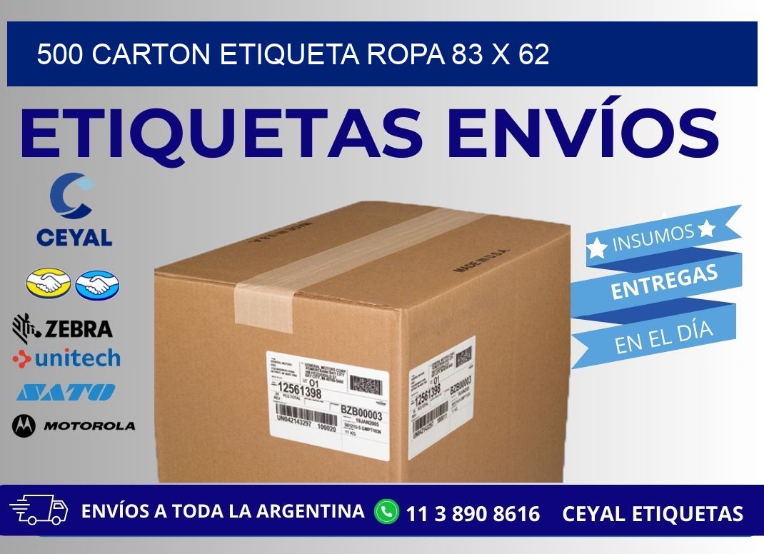 500 CARTON ETIQUETA ROPA 83 x 62