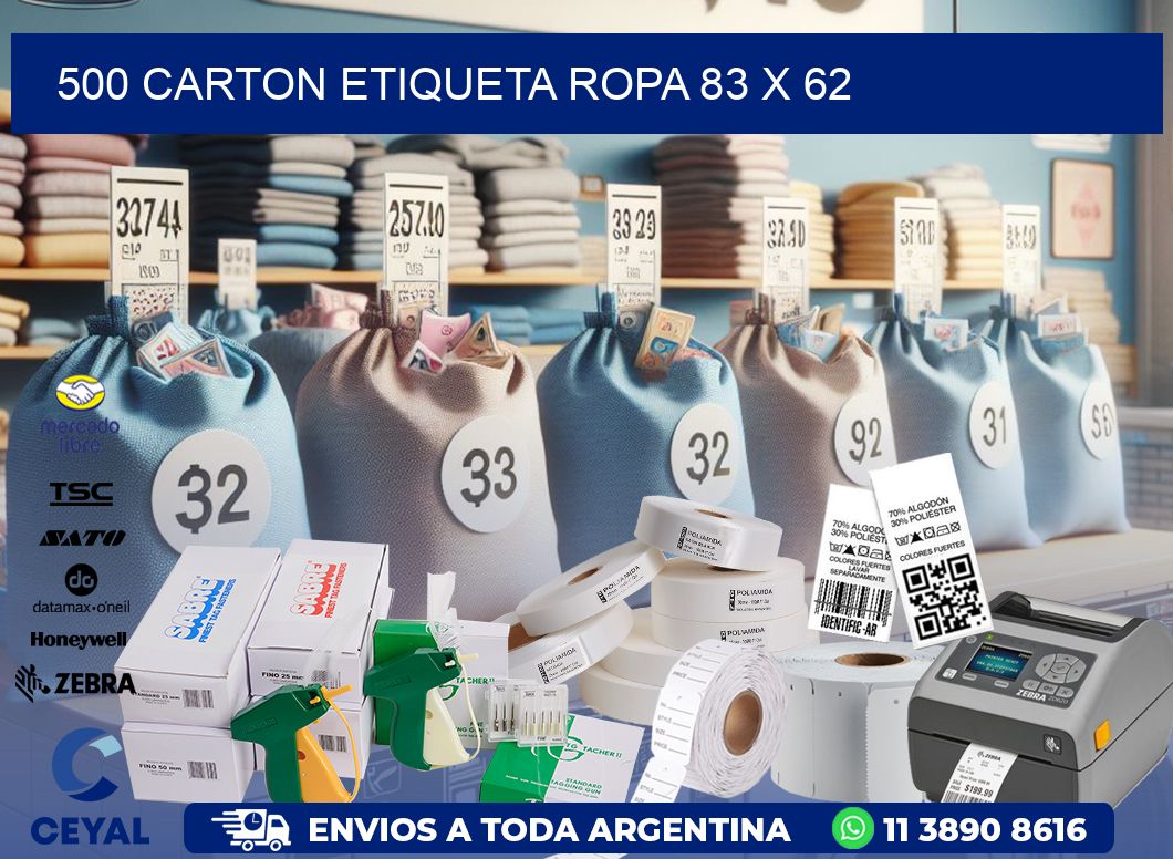 500 CARTON ETIQUETA ROPA 83 x 62