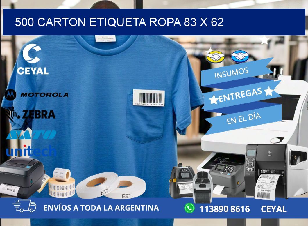 500 CARTON ETIQUETA ROPA 83 x 62