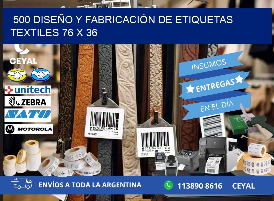 500 DISEÑO Y FABRICACIÓN DE ETIQUETAS TEXTILES 76 x 36