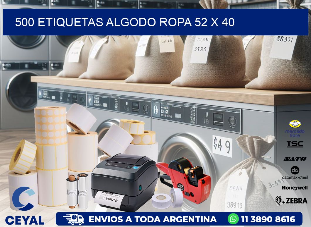 500 ETIQUETAS ALGODO ROPA 52 x 40