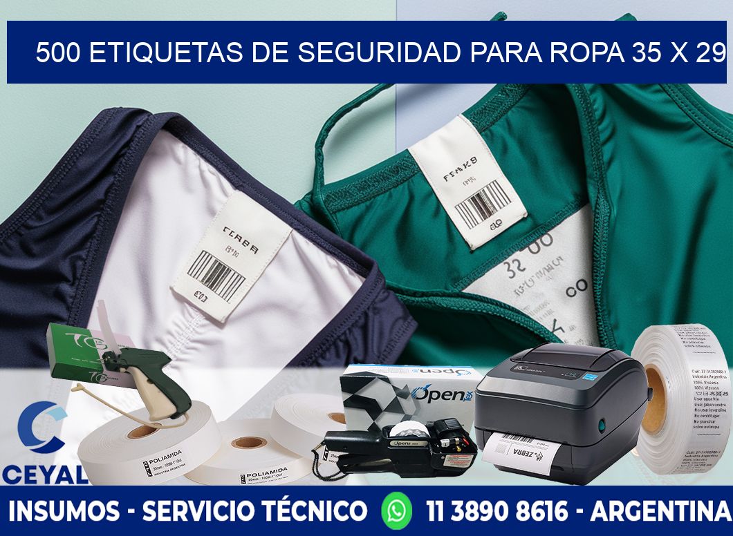 500 ETIQUETAS DE SEGURIDAD PARA ROPA 35 x 29