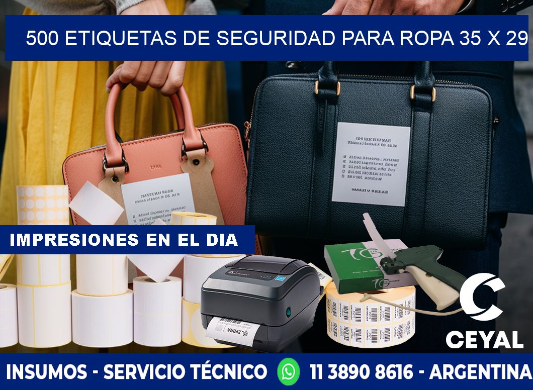 500 ETIQUETAS DE SEGURIDAD PARA ROPA 35 x 29