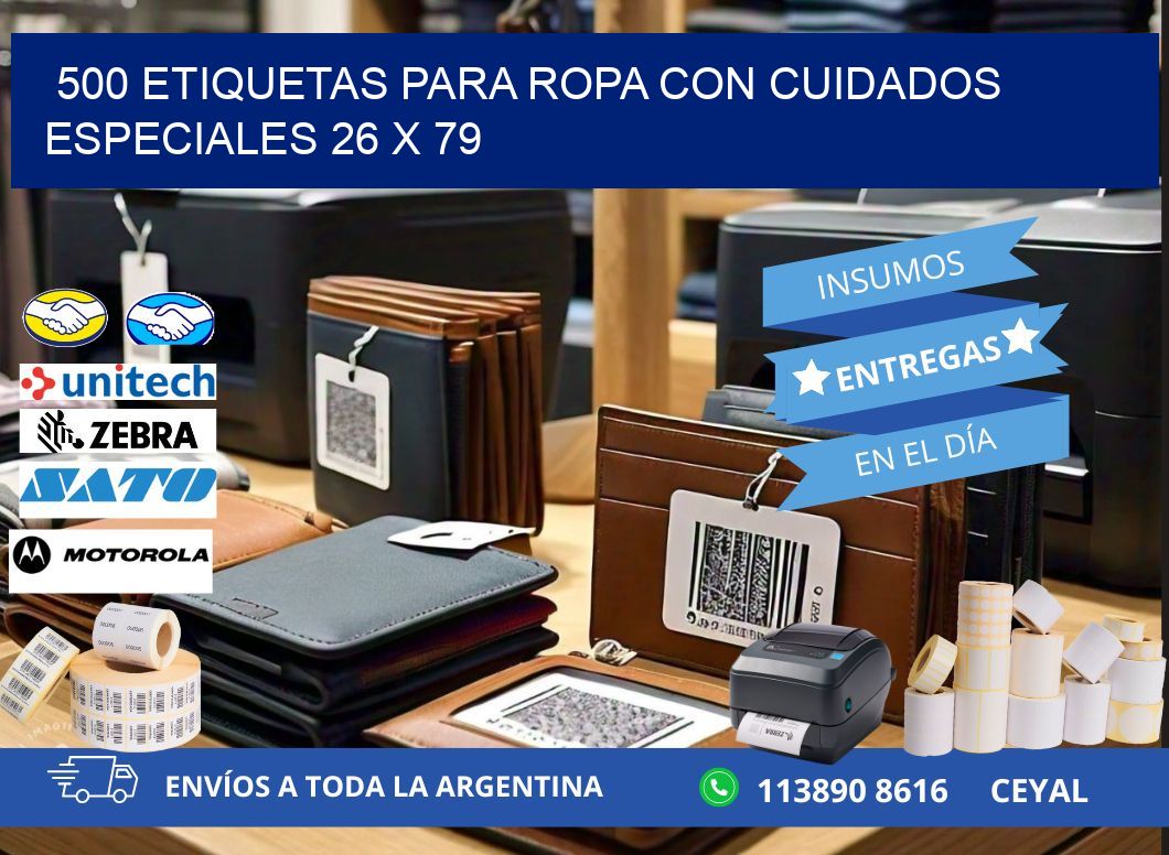 500 ETIQUETAS PARA ROPA CON CUIDADOS ESPECIALES 26 x 79