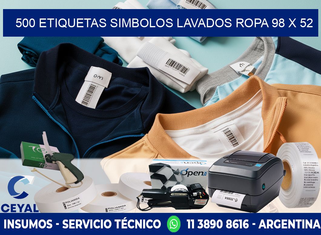 500 ETIQUETAS SIMBOLOS LAVADOS ROPA 98 x 52