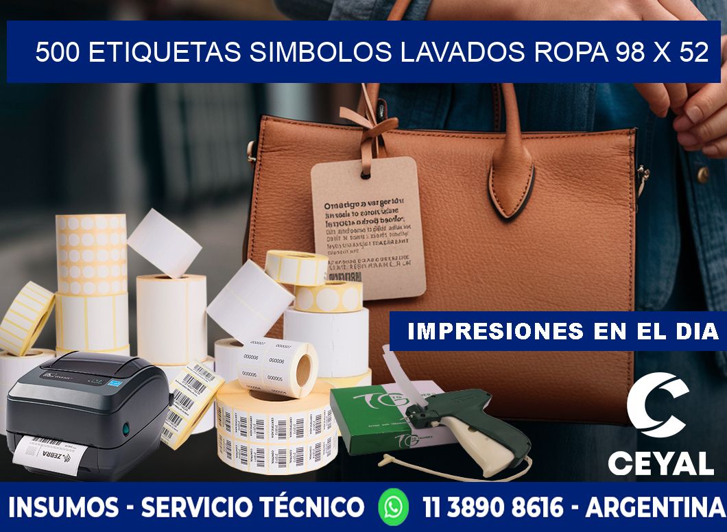 500 ETIQUETAS SIMBOLOS LAVADOS ROPA 98 x 52