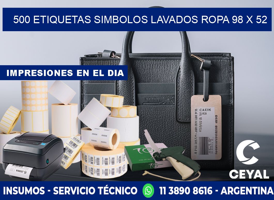 500 ETIQUETAS SIMBOLOS LAVADOS ROPA 98 x 52