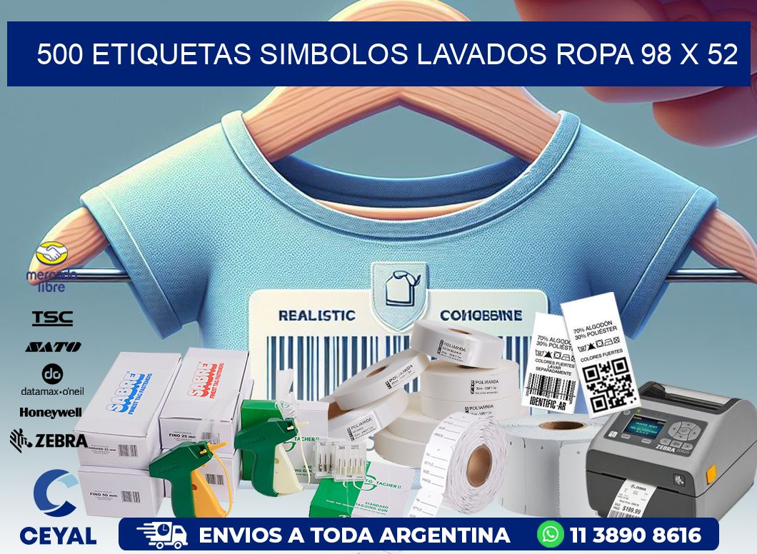 500 ETIQUETAS SIMBOLOS LAVADOS ROPA 98 x 52