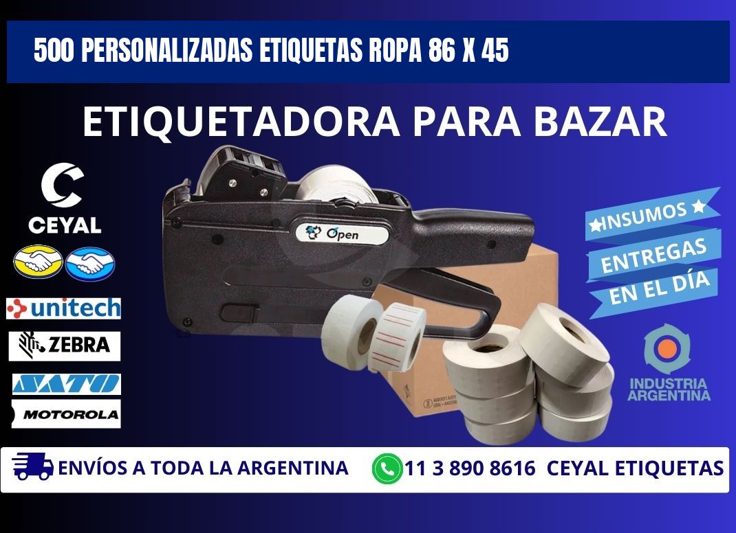 500 PERSONALIZADAS ETIQUETAS ROPA 86 x 45