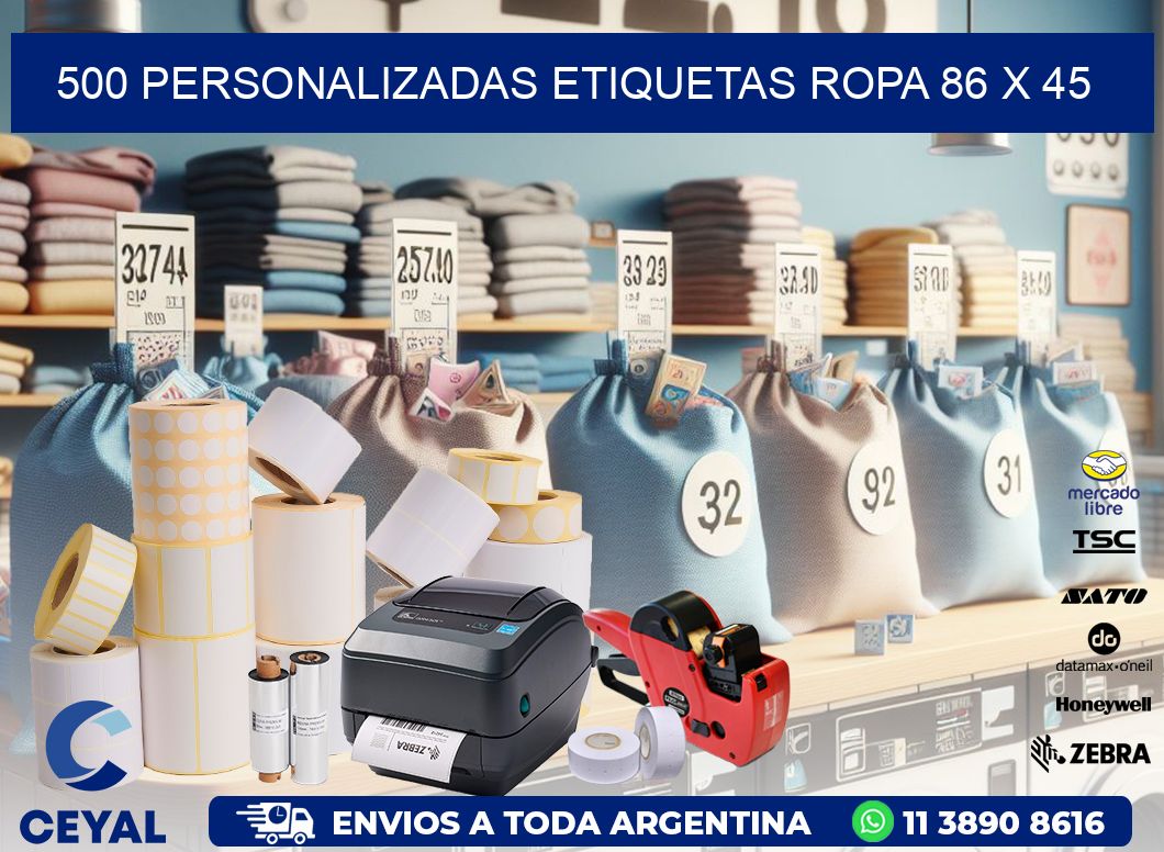 500 PERSONALIZADAS ETIQUETAS ROPA 86 x 45