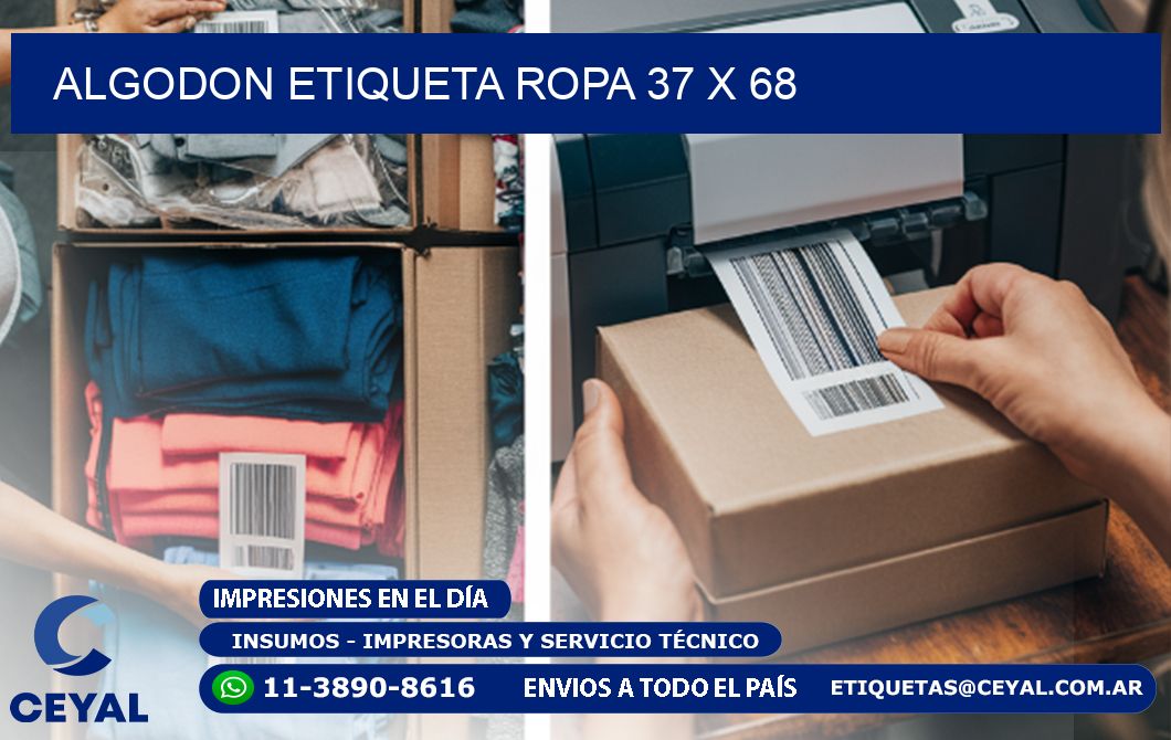 ALGODON ETIQUETA ROPA 37 x 68