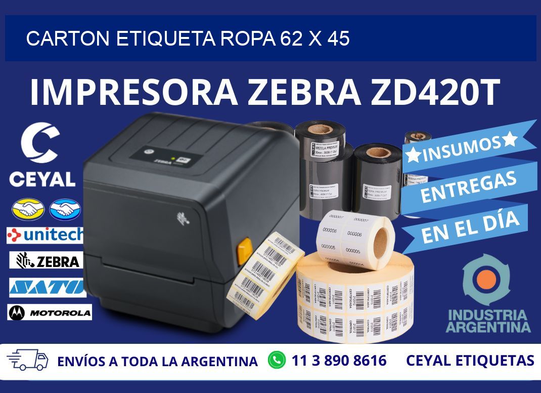 CARTON ETIQUETA ROPA 62 x 45