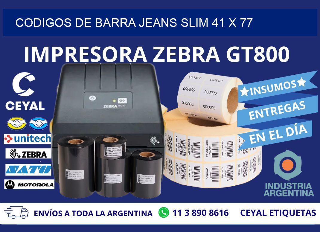 CODIGOS DE BARRA JEANS SLIM 41 x 77