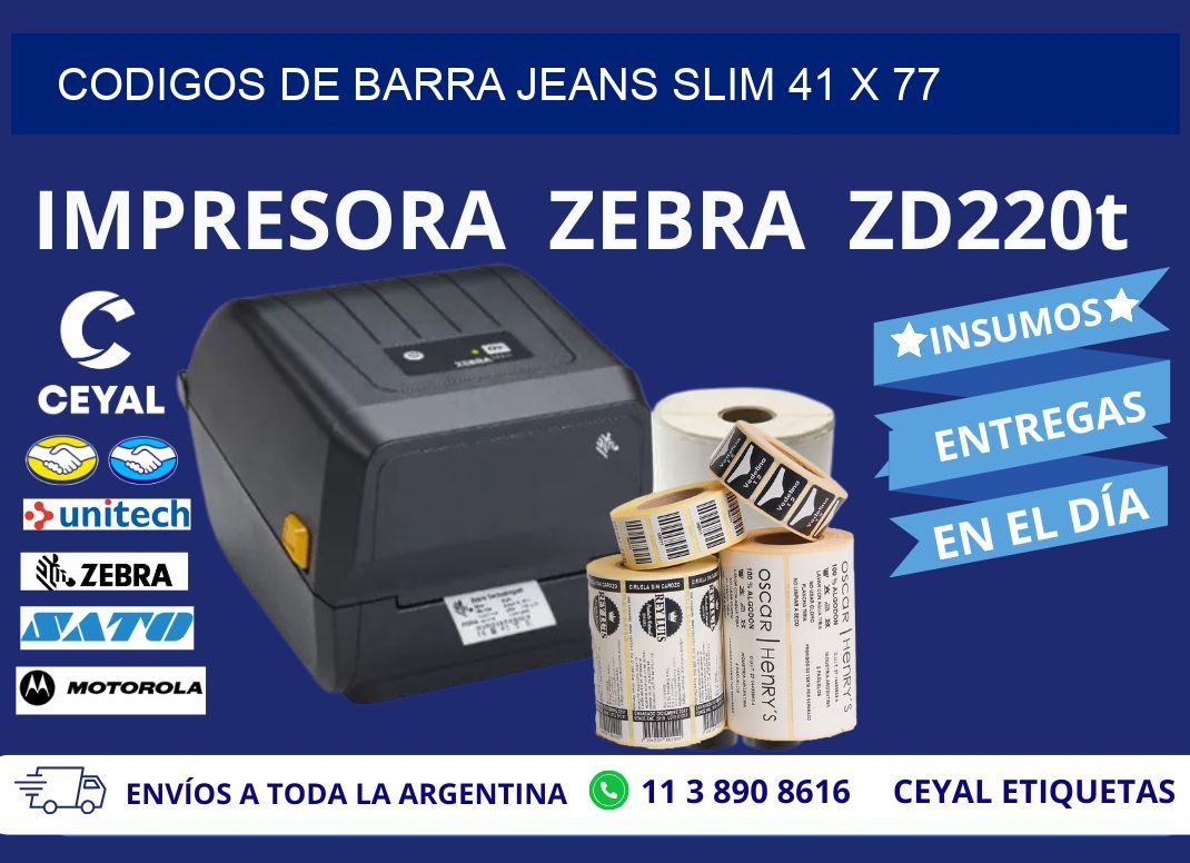 CODIGOS DE BARRA JEANS SLIM 41 x 77