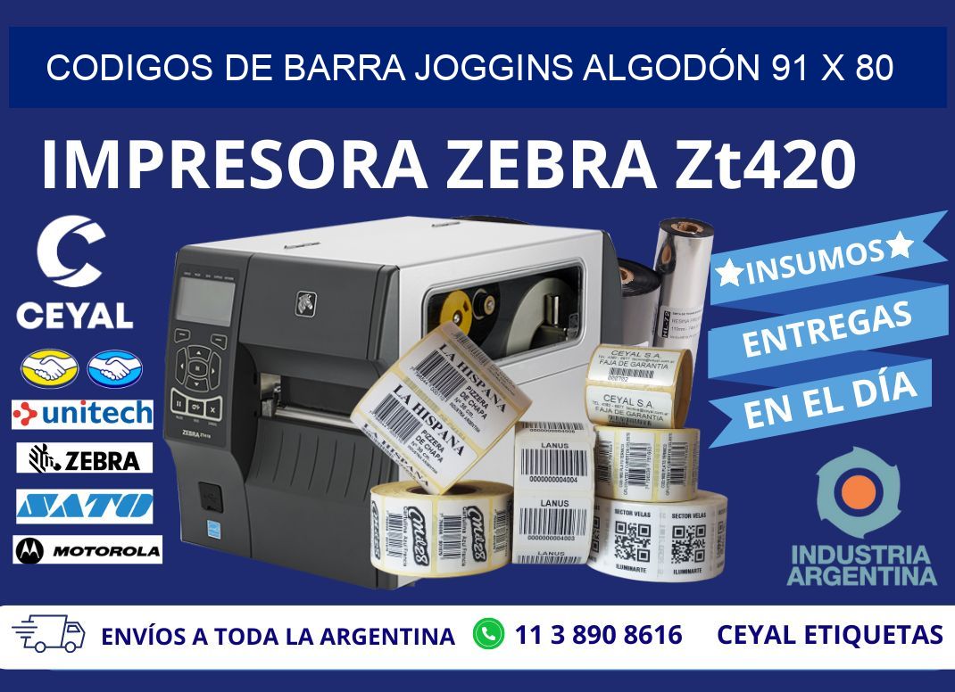 CODIGOS DE BARRA JOGGINS ALGODÓN 91 x 80