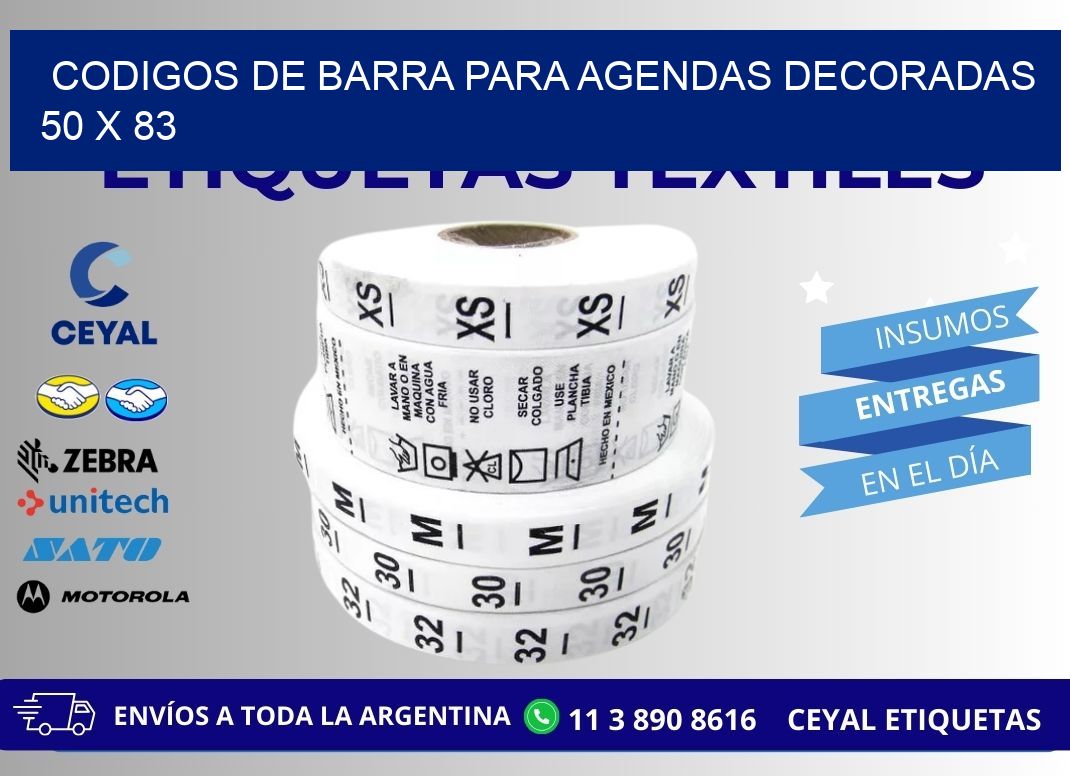 CODIGOS DE BARRA PARA AGENDAS DECORADAS 50 x 83