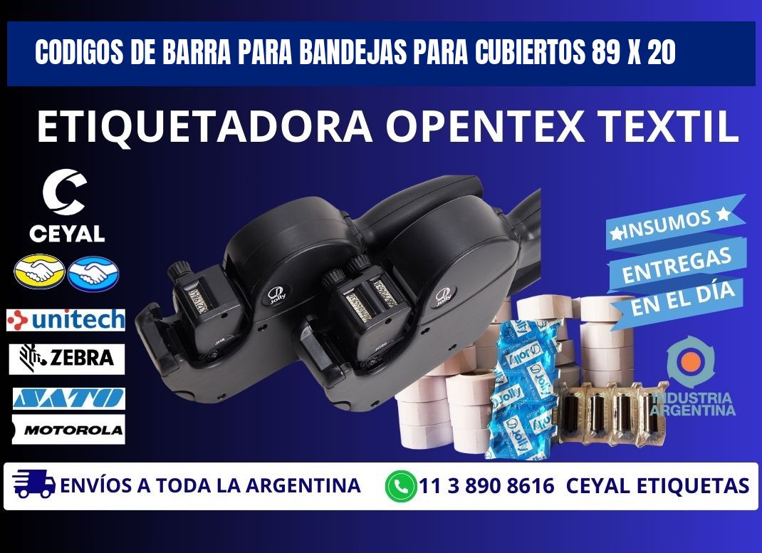 CODIGOS DE BARRA PARA BANDEJAS PARA CUBIERTOS 89 x 20