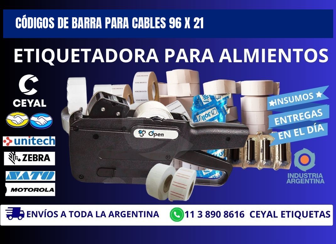 CÓDIGOS DE BARRA PARA CABLES 96 x 21