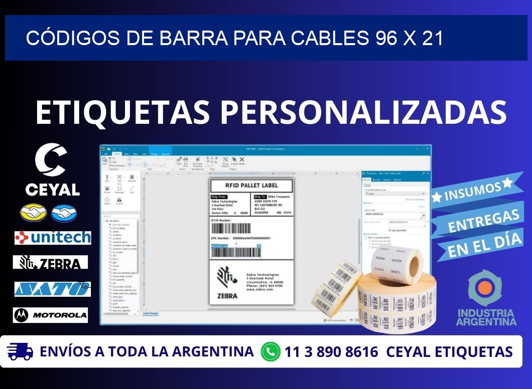 CÓDIGOS DE BARRA PARA CABLES 96 x 21