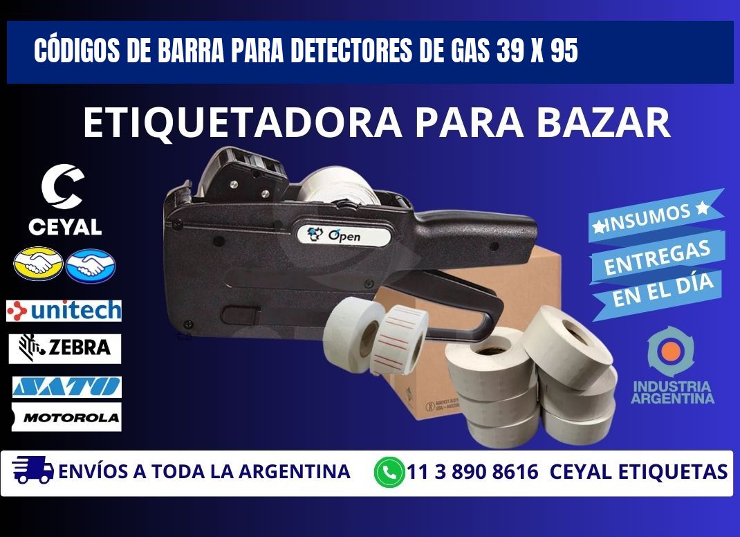 CÓDIGOS DE BARRA PARA DETECTORES DE GAS 39 x 95