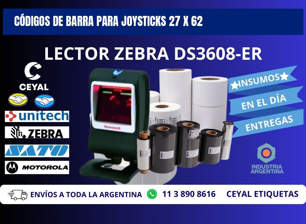 CÓDIGOS DE BARRA PARA JOYSTICKS 27 x 62